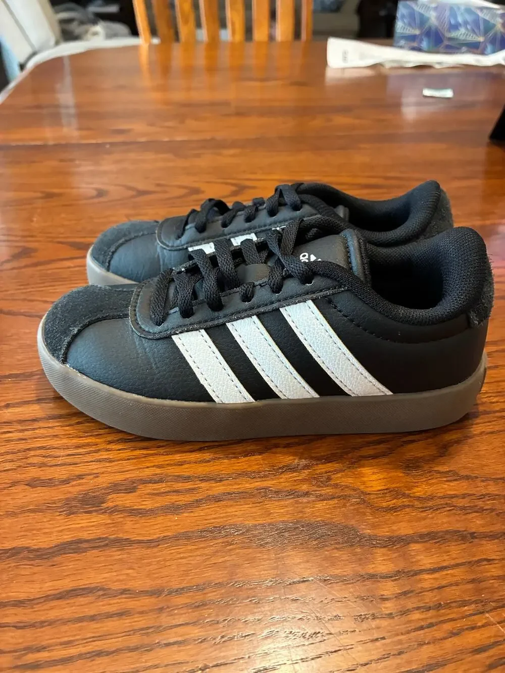 Adidas VL Court 3.0 Black Gum Sole Kids Size 11